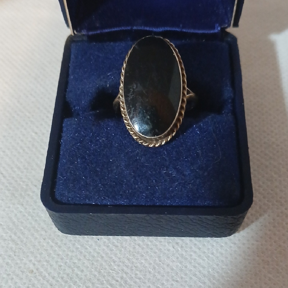 925 Sterling Silver Elegant Black Oval Ring